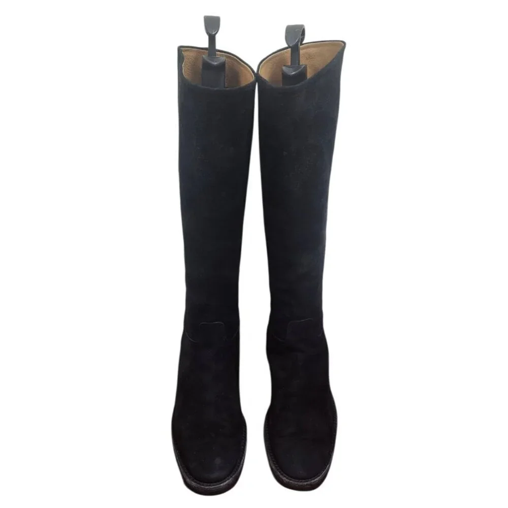 Gravati Black Suede Knee High Boots Vibram Gumlite Sole Classic Riding Style 9M